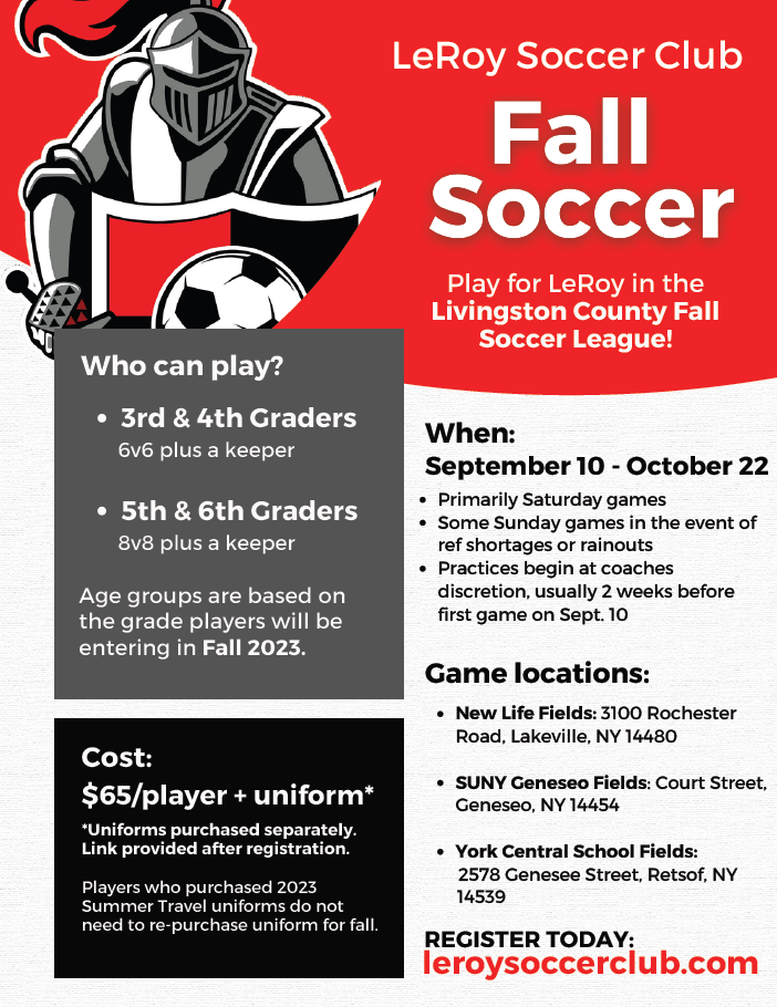 LeRoy Youth Soccer Association Home